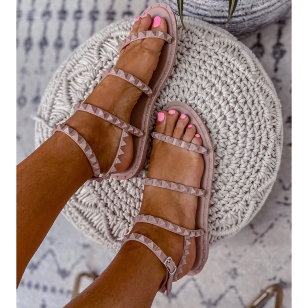 Steve Madden Jelly Travel Studs Sandals Nude Blush